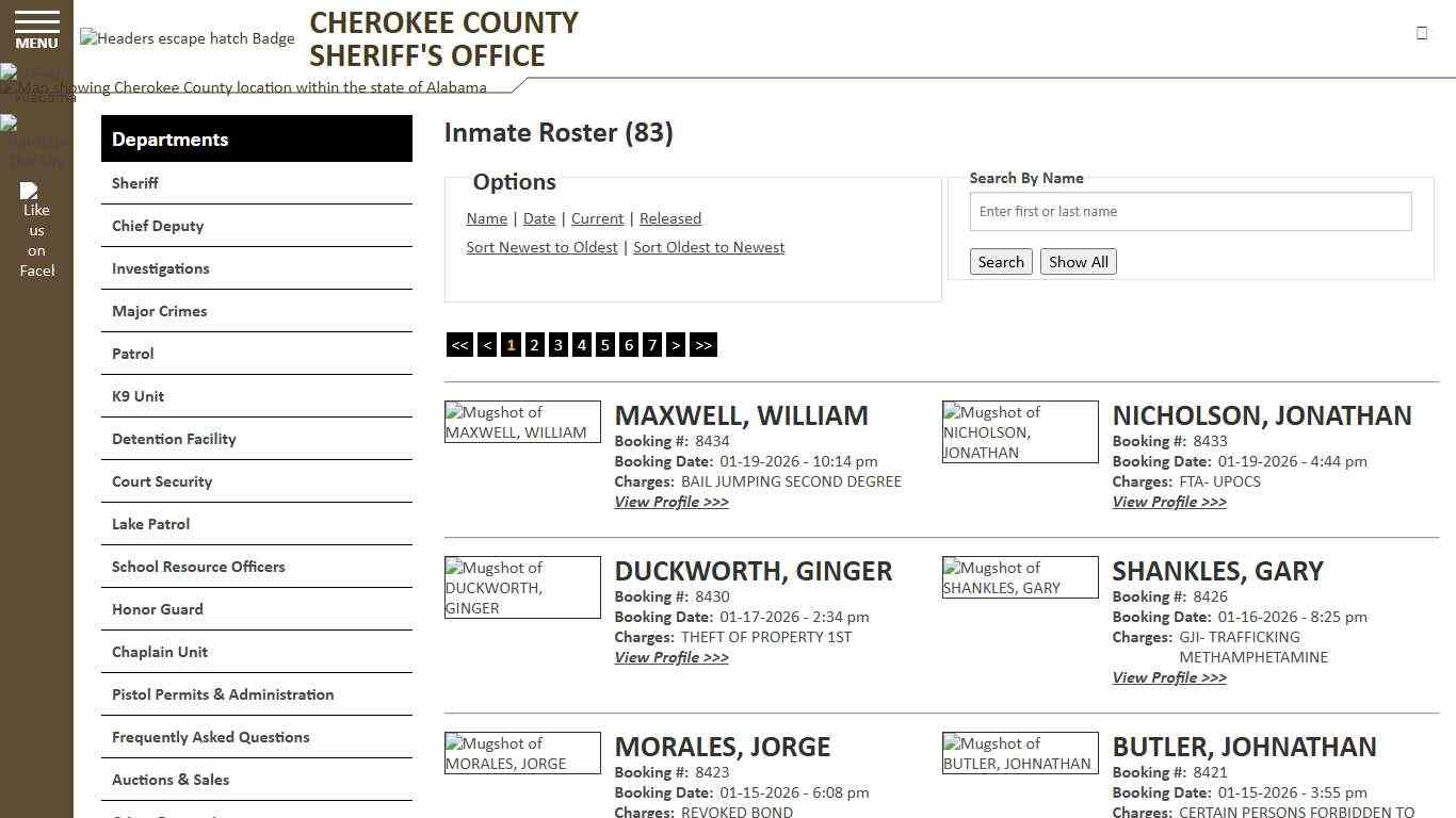 Inmate Roster - Current Inmates Booking Date Descending - Cherokee County Sheriff AL